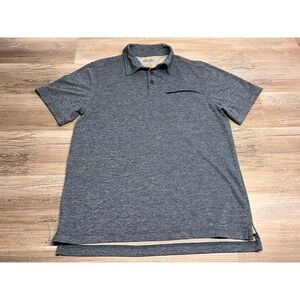 Duluth Mens Polo Shirt Front Zipper Pocket Heather Blue Lightweight Sz S Relaxed